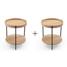 Seek & Ramble Bundles Cleo Set of 2 40cm Round Side Tables With Storage Shelf Ash Bundle