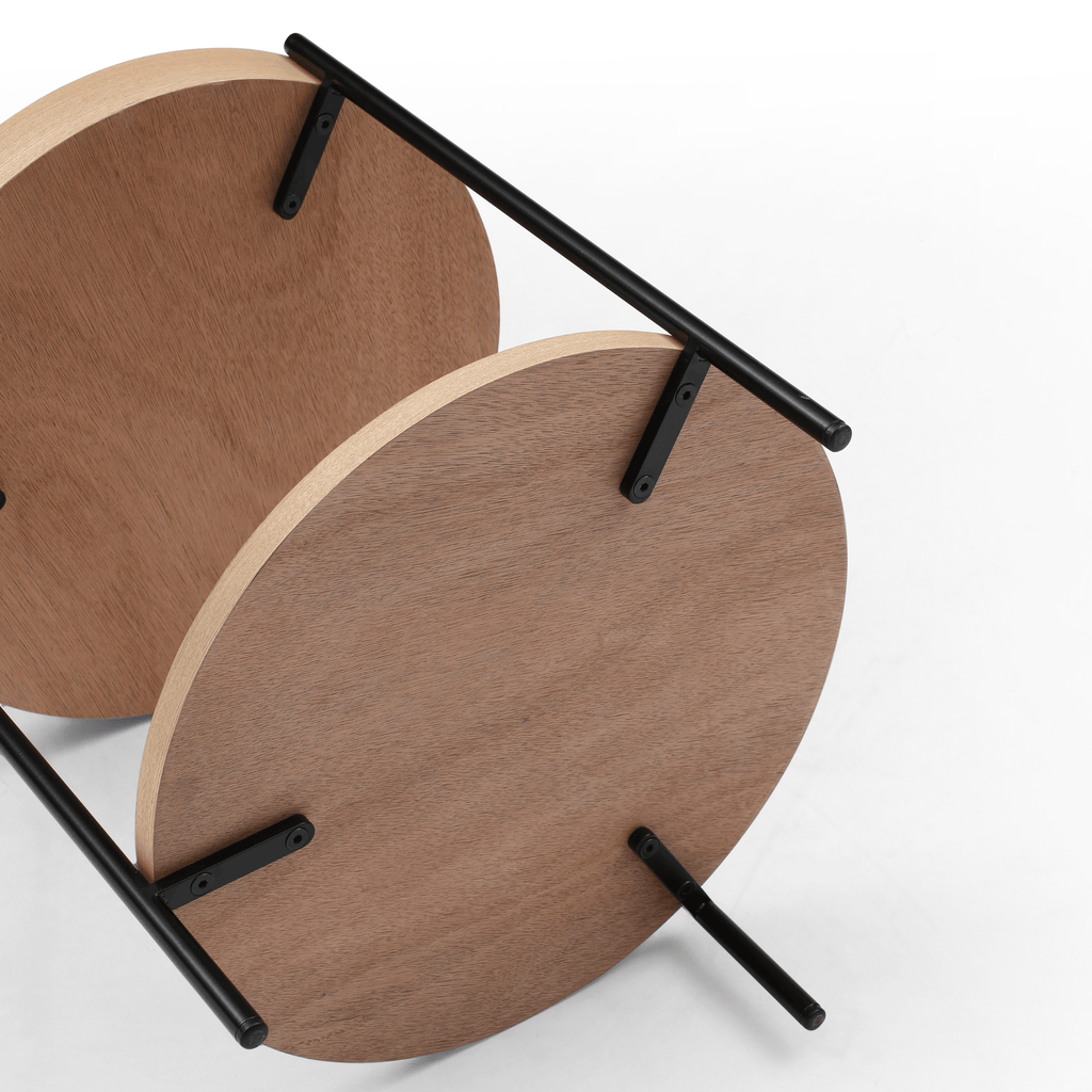 SeekandRamble Side Tables Cleo Set of 2 40cm Round Side Tables With Storage Shelf Ash