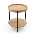 Seek & Ramble Bundles Cleo Set of 2 Round Coffee Table 90cm & Side Table Ash With Storage Shelf Bundle