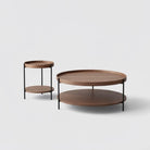 Seek & Ramble Coffee Tables Cleo Set of 2 Round Coffee Table 90cm & Side Table Walnut Bundle