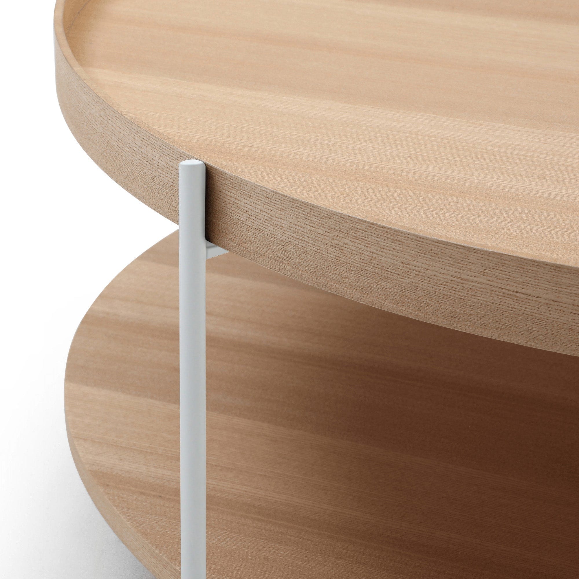 Seek & Ramble Side Tables Cleo 40cm Round Side Table With Storage Shelf Ash White Legs
