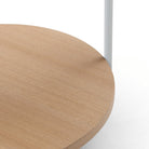 Seek & Ramble Coffee Tables Cleo 90cm Round Coffee Table Ash With Storage Shelf White Legs
