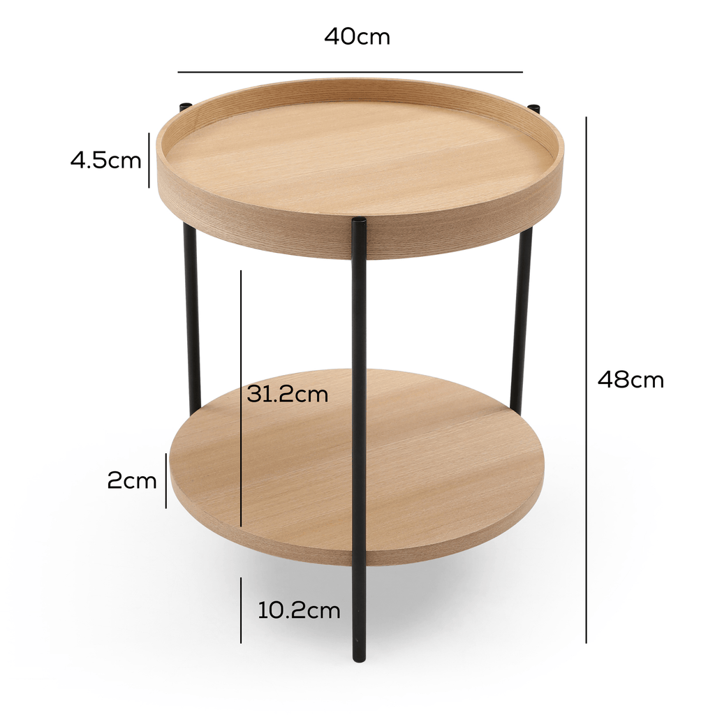 SeekandRamble Coffee Tables Cleo Set of 2 Round Coffee Table & Side Table Ash With Storage Shelf