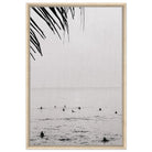 Seek & Ramble Canvas Wood frame Bali Surfers Ocean Coastal Serene Framed Canvas Print - Black & White Art 60x90cm