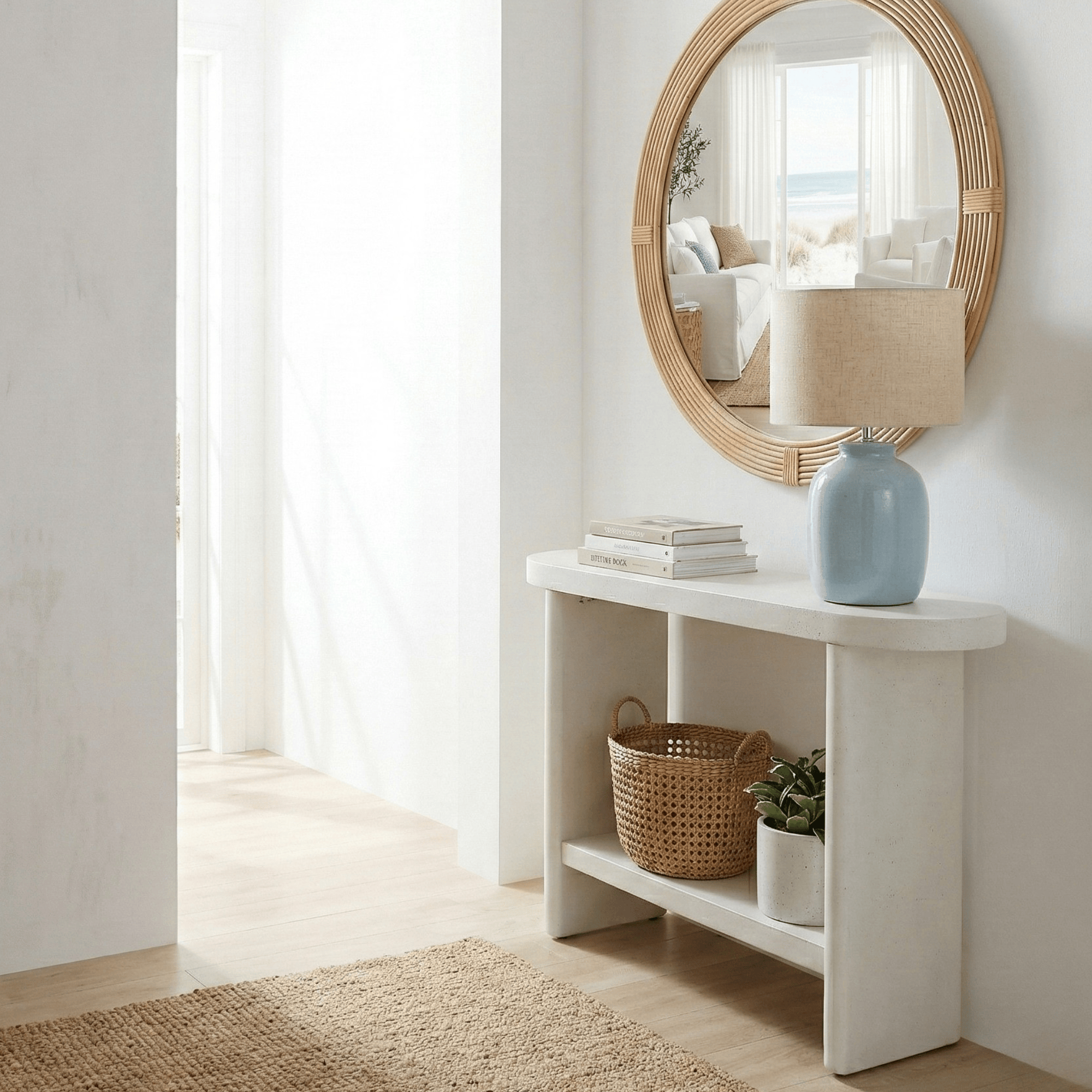 Seek & Ramble Hall Table Delos 100cm Console Hall Table Faux Stone White