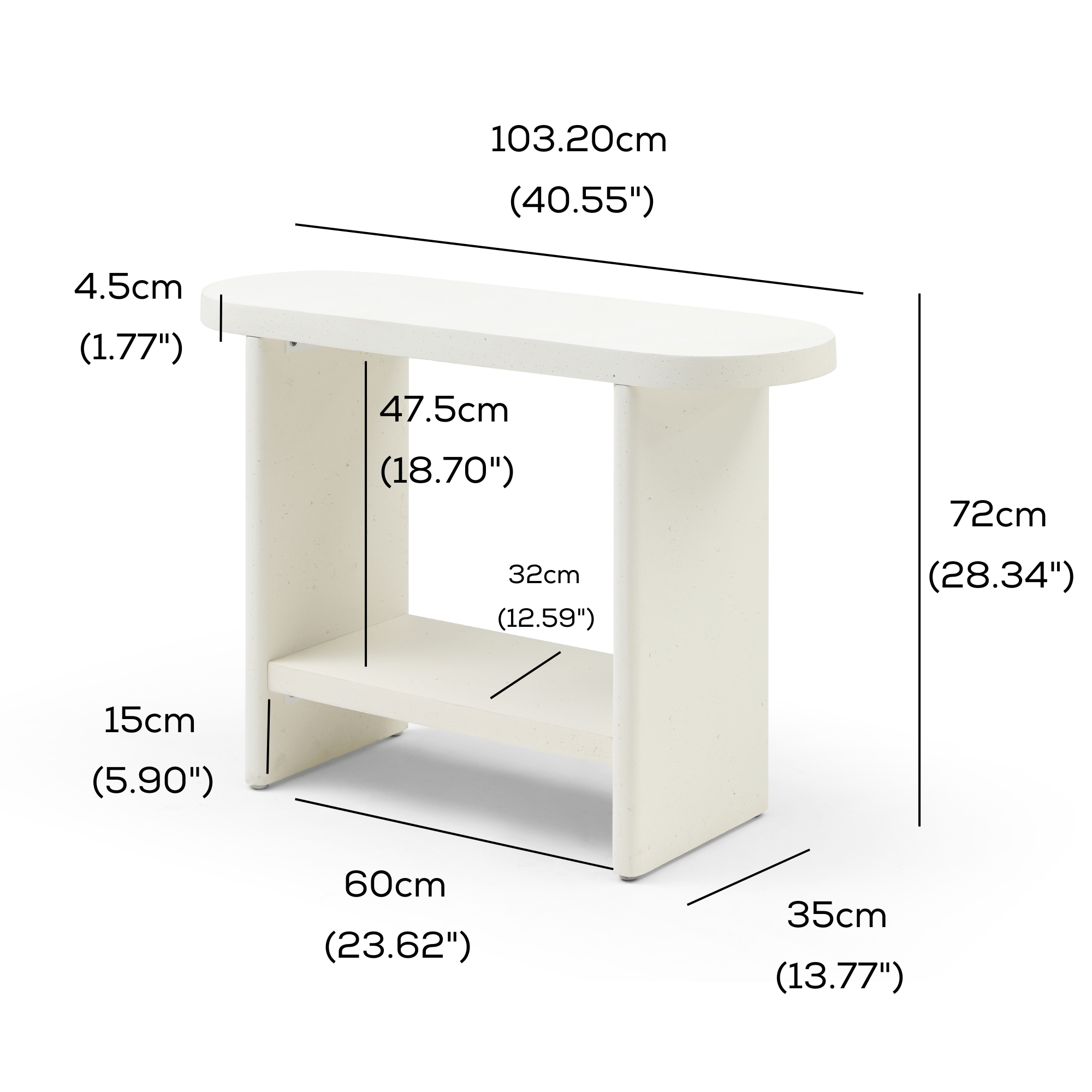 Seek & Ramble Hall Table Delos 100cm Console Hall Table Faux Stone White