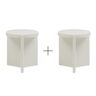 Seek & Ramble Side Tables Set of 2 Bundle Delos Round 50cm Side Table Faux Stone White