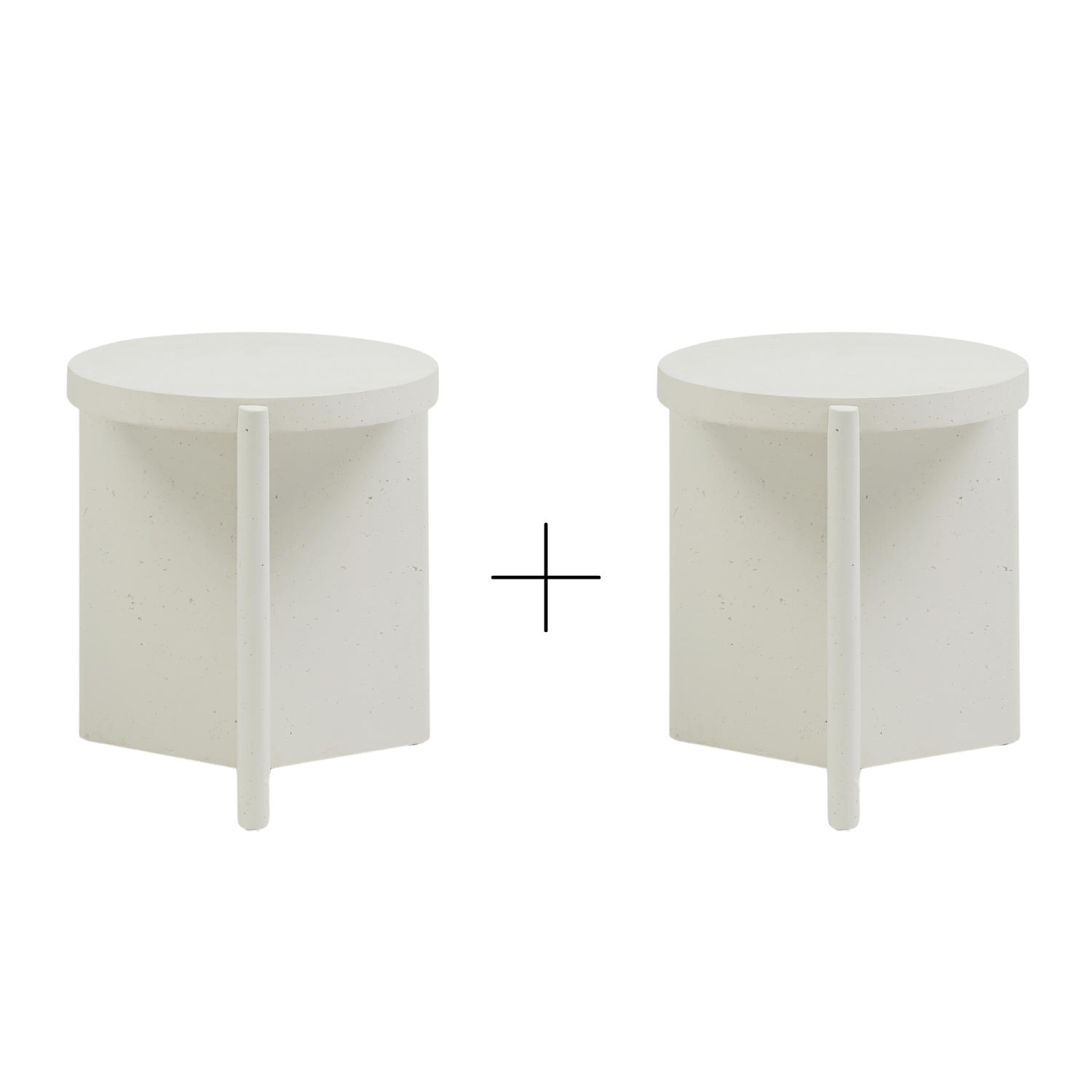 Seek & Ramble Side Tables Set of 2 Bundle Delos Round 50cm Side Table Faux Stone White