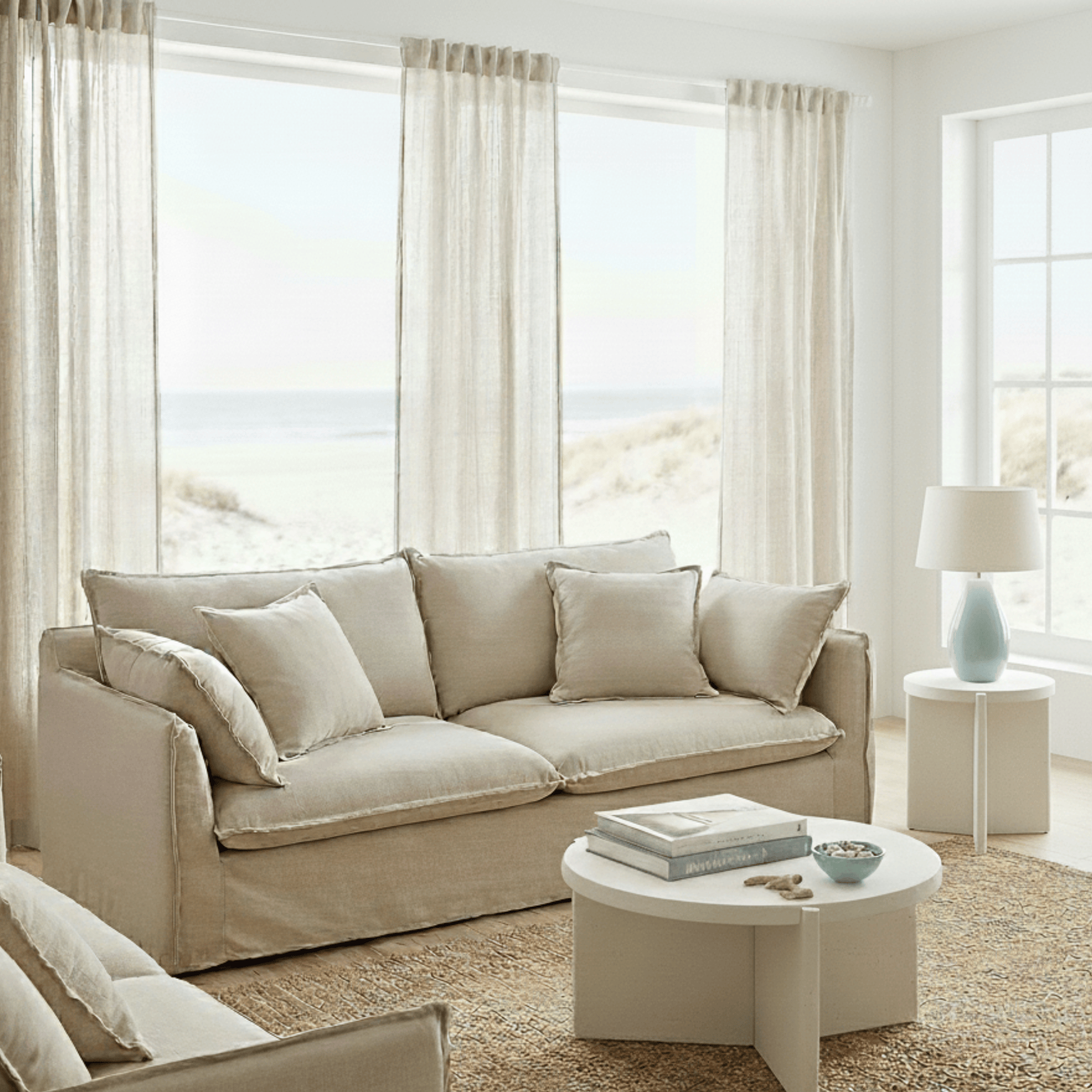 Seek & Ramble Side Tables Delos Round 50cm Side Table Faux Stone White