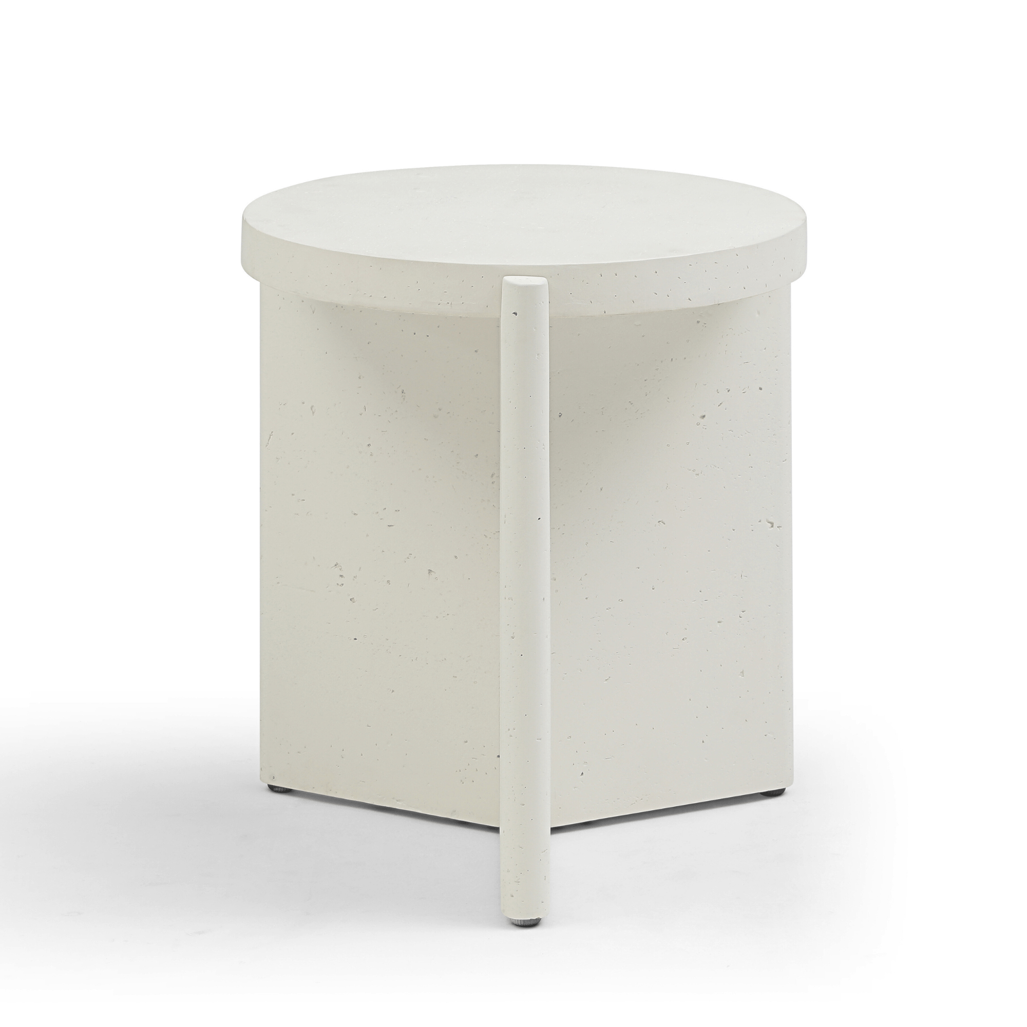 Seek & Ramble Side Tables Delos Round 50cm Side Table Faux Stone White