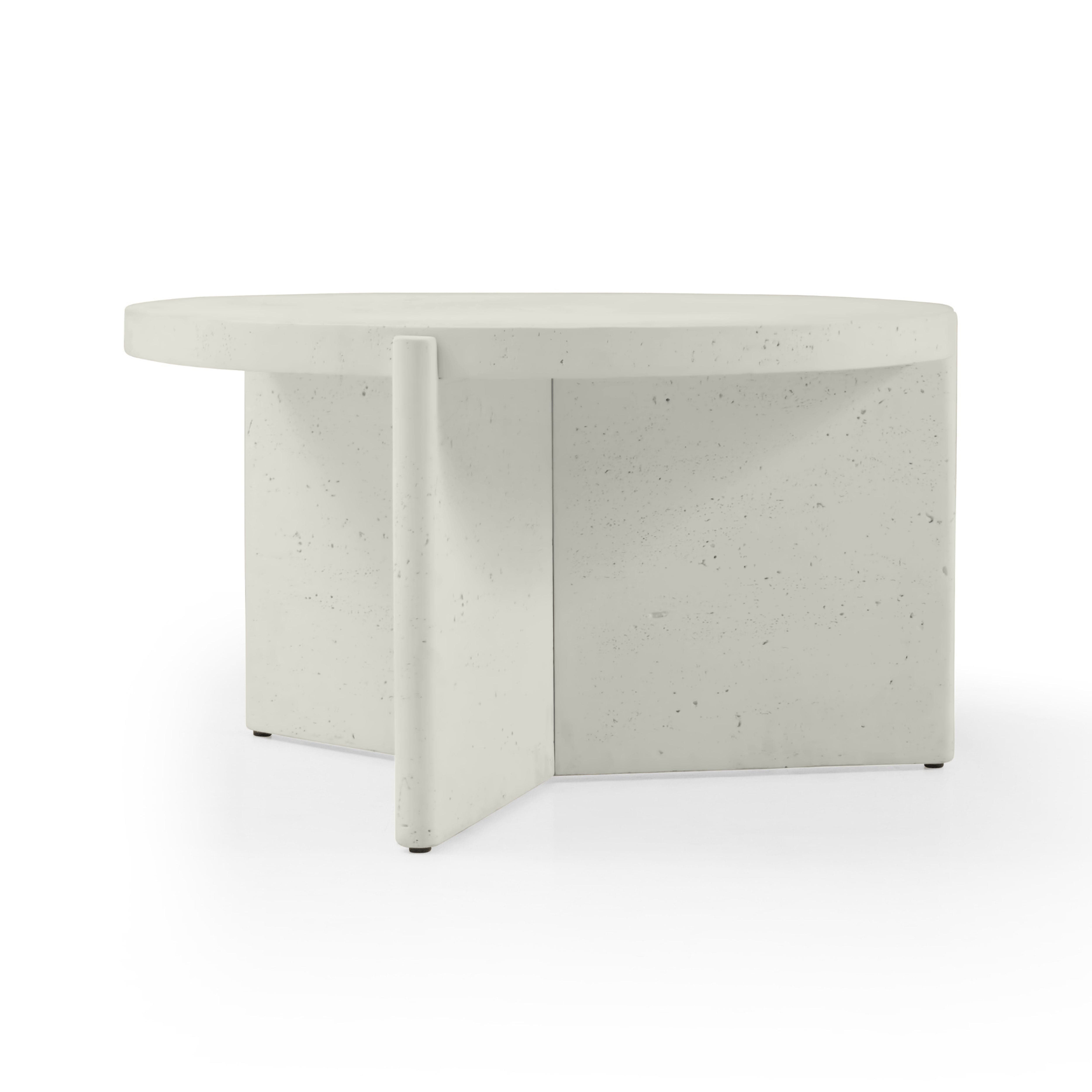 Seek & Ramble Coffee Tables Delos Round 80cm Coffee Table Faux Stone White