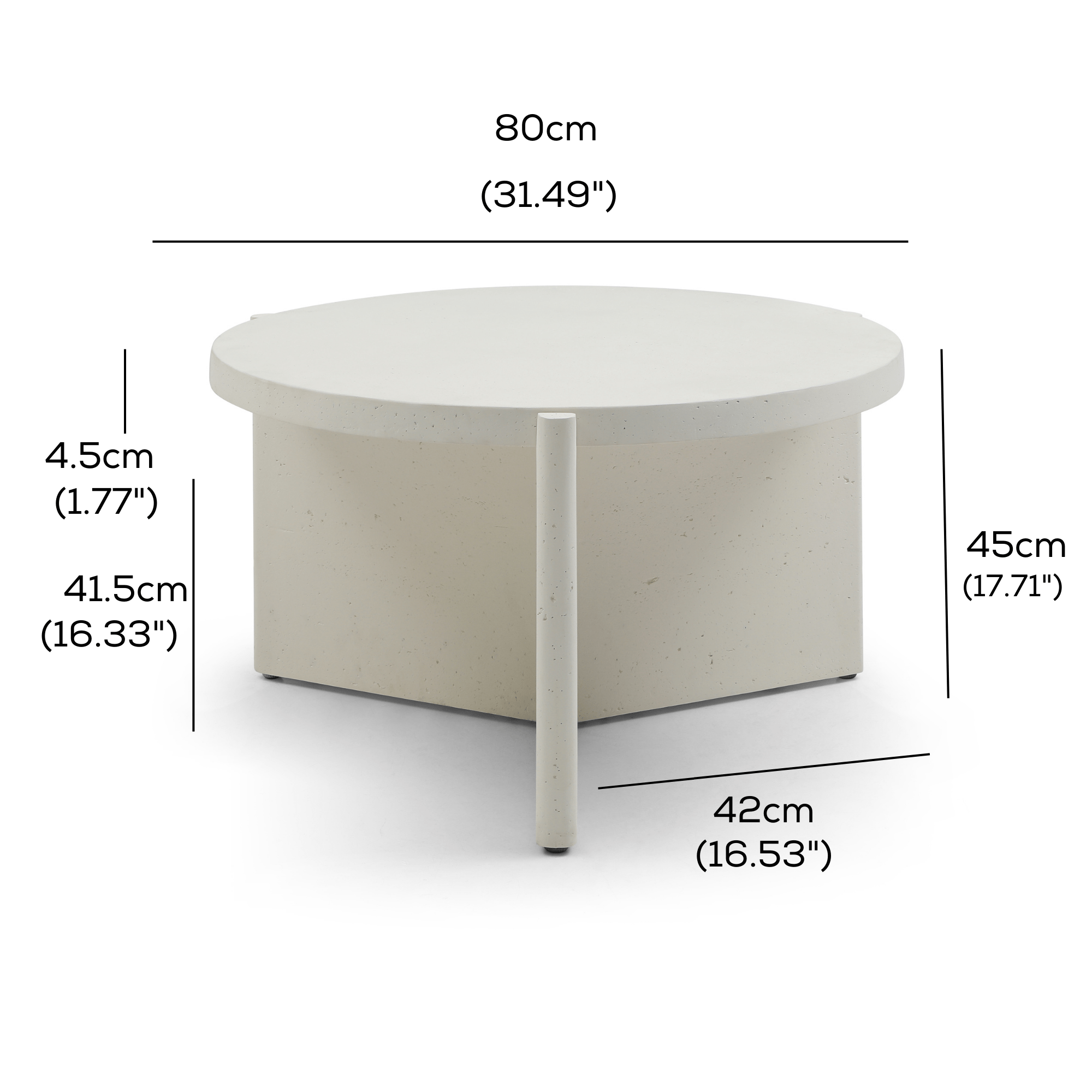 Seek & Ramble Coffee Tables Delos Round 80cm Coffee Table Faux Stone White