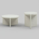 Seek & Ramble Coffee Tables Delos Set 2 Round Coffee & Side Table Stone Look White Bundle