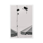 Seek & Ramble Canvas White frame Bali Beach Umbrellas Framed Canvas Print - Black & White Art 60x90cm
