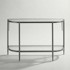 Seek & Ramble Hall Table Gatsby 110cm Console Hall Table Fluted Glass Brushed Gunmetal Grey