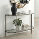 Seek & Ramble Hall Table Gatsby 110cm Console Hall Table Fluted Glass Brushed Gunmetal Grey