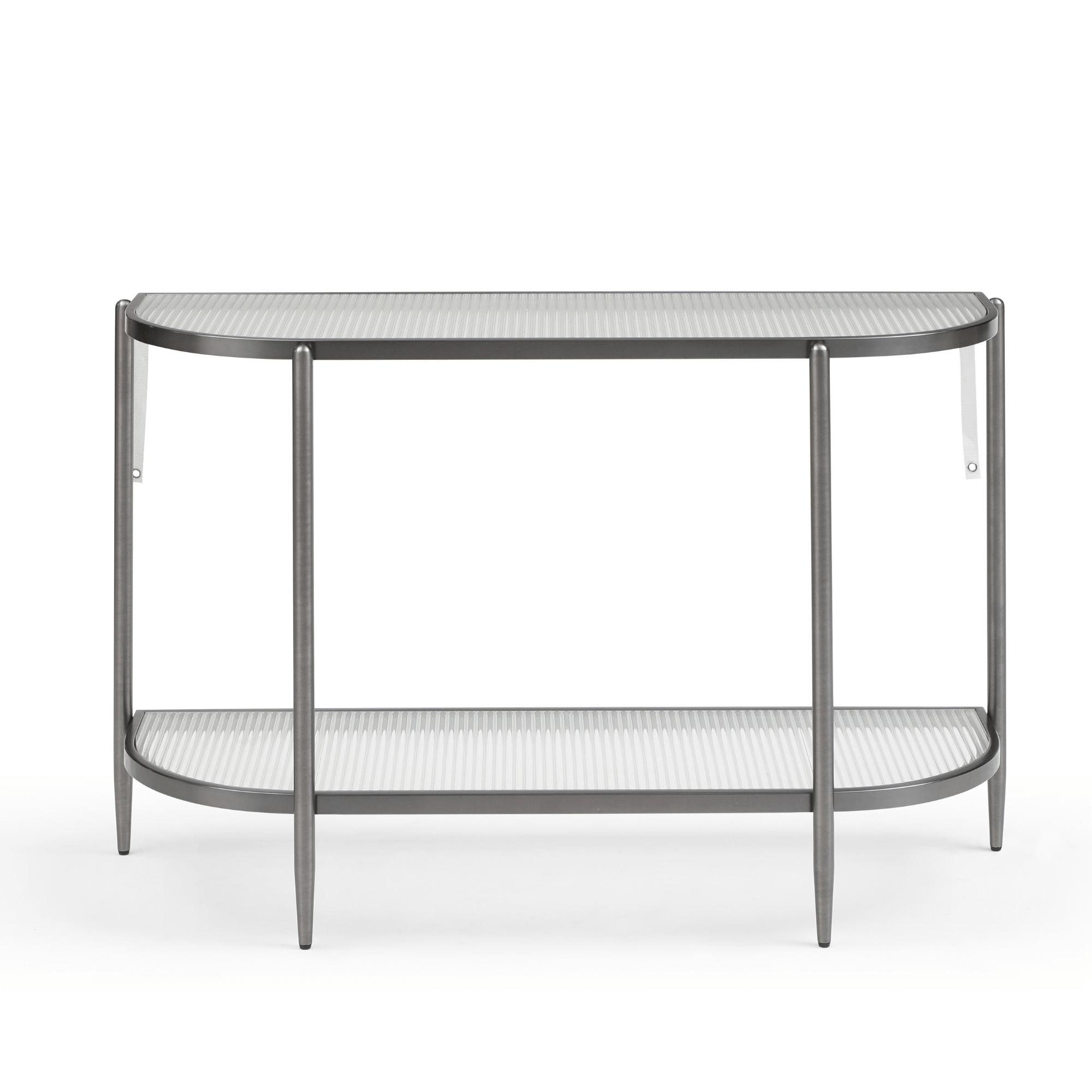 Seek & Ramble Hall Table Gatsby Console Hall Table Fluted Glass Brushed Gunmetal Grey