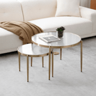 Seek & Ramble Coffee Tables Gatsby 3 Pce Room Table Set Fluted Glass & Brushed Gold Metal Bundle