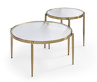 Seek & Ramble Coffee Tables Gatsby 3 Pce Room Table Set Fluted Glass & Brushed Gold Metal Bundle