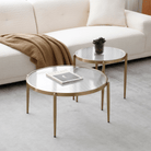 Seek & Ramble Coffee Tables Gatsby 3 Pce Room Table Set Fluted Glass & Brushed Gold Metal Bundle