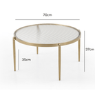 Seek & Ramble Coffee Tables Gatsby 3 Pce Room Table Set Fluted Glass & Brushed Gold Metal Bundle