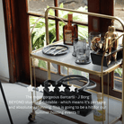 Seek & Ramble Bar Trolley Gatsby Bar Cart Fluted Glass & Gold Metal Foldable Storage Shelf & Trolley