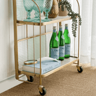 Seek & Ramble Bar Trolley Gatsby Bar Cart Fluted Glass & Gold Metal | Foldable Storage Shelf & Trolley