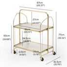 Seek & Ramble Bar Trolley Gatsby Bar Cart Fluted Glass & Gold Metal | Foldable Storage Shelf & Trolley