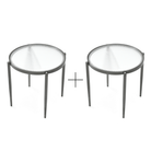 Seek & Ramble Side Table Set of 2 Bundle Gatsby Round 48cm Fluted Glass Side Table  Gunmetal Grey