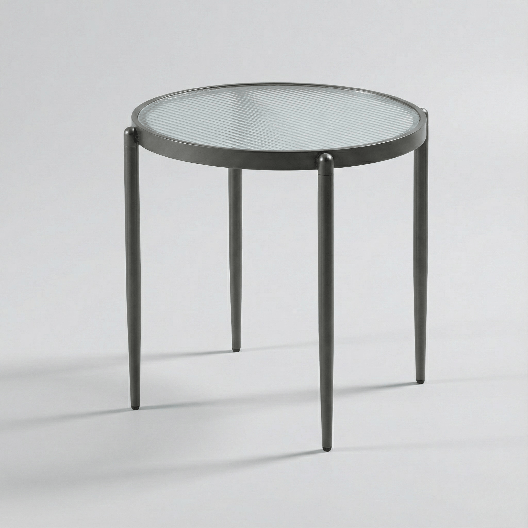 Seek & Ramble Side Table Gatsby Round 48cm Fluted Glass Side Table  Gunmetal Grey