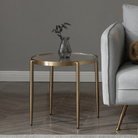 Seek & Ramble Bundles Gatsby Set of 2 48cm Round Side Tables Fluted Glass Gold Metal Bundle