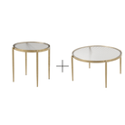 Seek & Ramble Coffee Tables Gatsby Set of 2 Round Coffee Table Nest Fluted Glass & Gold Metal