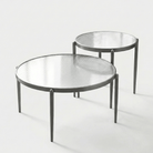 Seek & Ramble Coffee Tables Gatsby Set of 2 Coffee & Side Tables Fluted Glass & Brushed Gunmetal Grey Bundle