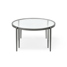 Seek & Ramble Coffee Tables Gatsby Set of 2 Coffee Table Nest Fluted Glass & Brushed Gunmetal Grey