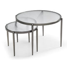 Seek & Ramble Coffee Tables Gatsby Set of 2 Coffee & Side Tables Fluted Glass & Brushed Gunmetal Grey Bundle