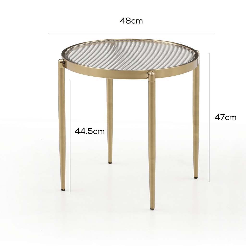 SeekandRamble Coffee Tables Gatsby Set of 2 Round Coffee Table & Side Table Fluted Glass & Gold Metal