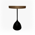 Seek & Ramble Side Tables Harrison Round 40cm Side Table Walnut Tray Top & Metal Pedestal Black Base