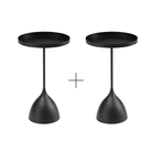 Seek & Ramble Bundles Harrison Set of 2 Round 40cm Side Table Black Metal Tray Top & Pedestal Base Bundle