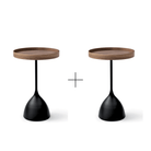 Seek & Ramble Bundles Harrison Set of 2 Round 40cm Side Table Walnut Tray Top & Metal Pedestal Black Base Bundle