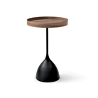 Seek & Ramble Bundles Harrison Set of 2 Round 40cm Side Table Walnut Tray Top & Metal Pedestal Black Base Bundle