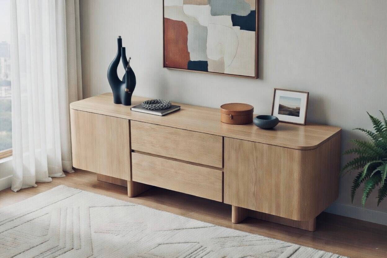 Seek & Ramble Cabinets Kiama 1.8m 2 Door Entertainment Lowline Natural Ash