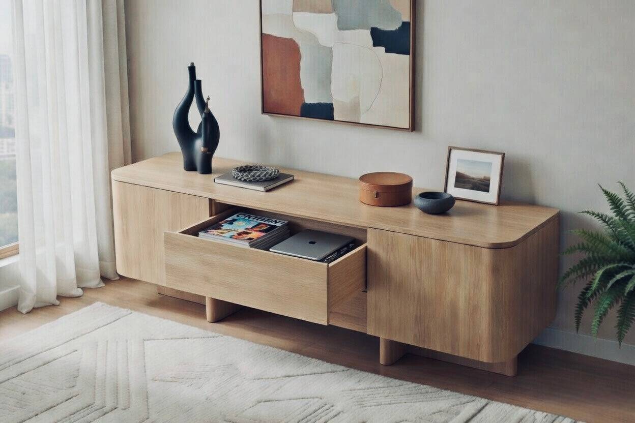 Seek & Ramble Cabinets Kiama 1.8m 2 Door Entertainment Lowline Natural Ash