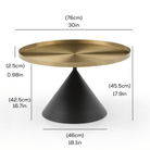 Seek & Ramble Coffee Tables Lloyd Round 76cm Coffee Table Metal Brushed Gold & Black Cone Base