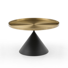 Seek & Ramble Bundles Lloyd Set of 2 Round Coffee Table & Side Table Metal Brushed Gold & Black Cone Base Bundle