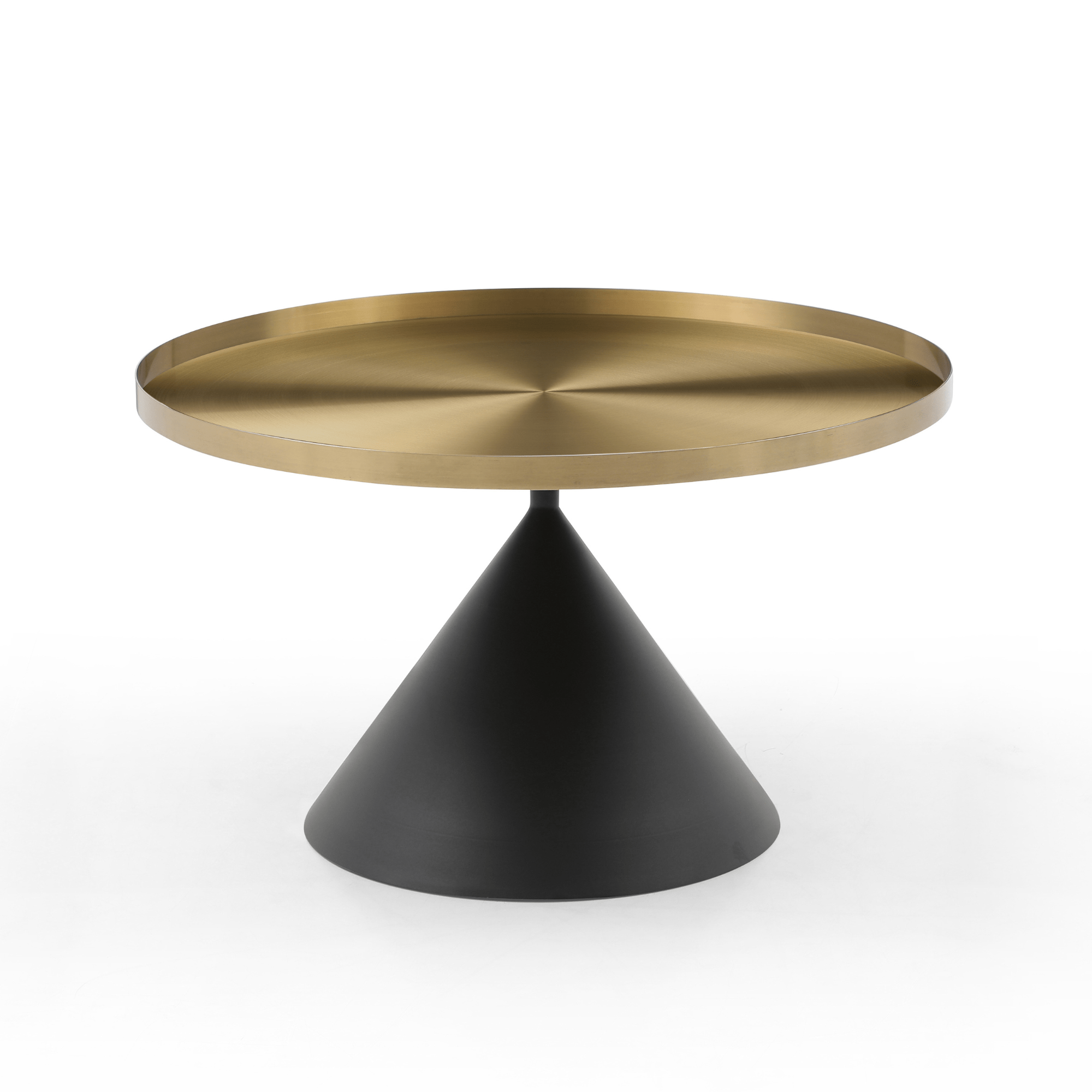 Seek & Ramble Bundles Lloyd Set of 2 Round Coffee Table & Side Table Metal Brushed Gold & Black Cone Base Bundle