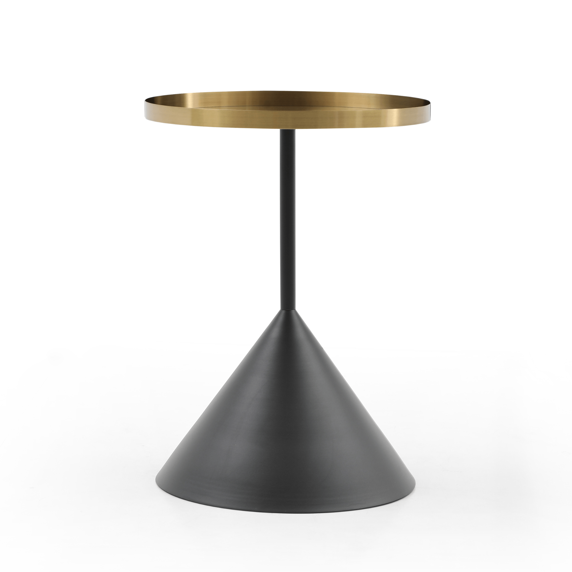 Seek & Ramble Bundles Lloyd Set of 2 Round Coffee Table & Side Table Metal Brushed Gold & Black Cone Base Bundle