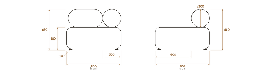 Masso Corner Module — Velvet Beige measurements