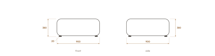 Masso Ottoman — Velvet Chocolate measurements