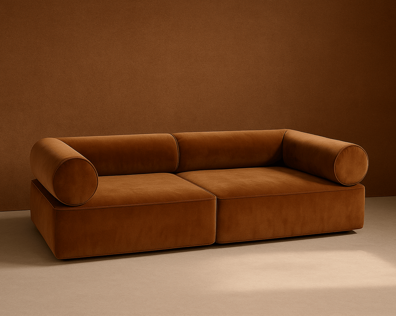 Seek & Ramble Masso Modular 3 Seat Sofa Velvet Amber