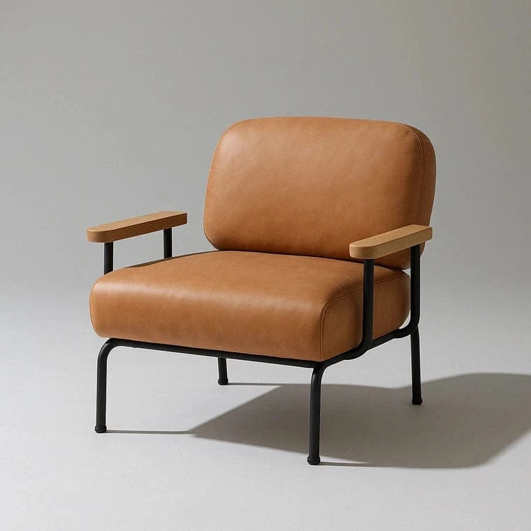 Seek & Ramble Accent Chair Mattia Mid Century Modern Occasional Armchair Leather